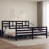 Estructura de cama con cabecero madera maciza negro 200x200