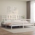 Estructura de cama con cabecero madera maciza blanco