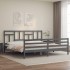 Estructura de cama con cabecero madera maciza gris 200x200