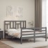 Estructura de cama con cabecero madera maciza gris 140x190