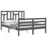 Estructura de cama con cabecero madera maciza gris 140x190