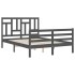 Estructura de cama con cabecero madera maciza gris 140x190