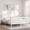 Estructura de cama con cabecero madera maciza blanco 160x200 cm