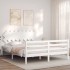 Estructura de cama con cabecero madera maciza blanco 160x200