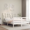 Estructura de cama con cabecero madera maciza blanco 120x200 cm