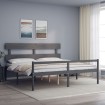 Cama personas mayores cabecero madera maciza gris 200x200 cm