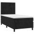 Cama box spring con colchón cuero sintético negro 90x190