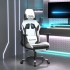 Silla gaming con reposapiés cuero sintético blanco