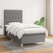 Cama box spring con colchón tela gris oscuro 80x200 cm