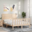 Estructura de cama de matrimonio con cabecero madera maciza