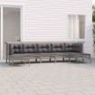 Set de muebles de jardín 7 pzas y cojines ratán sintético gris