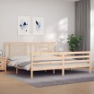 Estructura de cama con cabecero madera maciza 200x200 cm