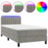 Cama box spring colchón y LED terciopelo gris claro 80x200