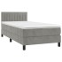 Cama box spring colchón y LED terciopelo gris claro 80x200