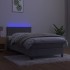 Cama box spring colchón y LED terciopelo gris claro 80x200