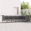 Set de muebles de jardín 6 pzas y cojines ratán sintético gris