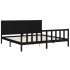 Estructura de cama con cabecero madera maciza negro 200x200