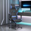 Silla gaming de masaje con reposapiés tela negro y azul