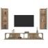 Set de muebles para TV 4 pzas madera contrachapada roble