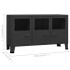 Aparador industrial de metal y vidrio negro 105x35x62