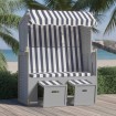 Silla playa Strandkorb dosel ratán sintético madera azul blanco