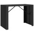 Mesa alta bar ratán PE y superficie vidrio negro 145x80x110