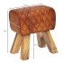 Taburete cuero real y madera maciza 40x48x27 cm