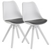 Juego de 2 sillas de comedor retro Blanco / Negro Scandinavian 