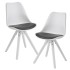 Juego de 2 sillas de comedor retro Blanco / Negro Scandinavian 