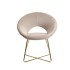 Silla de comedor beige de terciopelo con patas doradas 