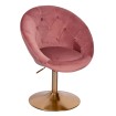 Silla  terciopelo rosa / dorado  giratoria 