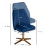 Silla de escritorio giratoria de terciopelo azul oscuro con respaldo 