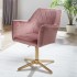 Silla de escritorio giratoria de terciopelo rosa con respaldo