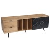 Mueble bajo de roble decorativo con aspecto de mármol en negro 150x55x40 cm