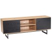 Mueble bajo para TV de roble decorativo negro 150x55x40 cm