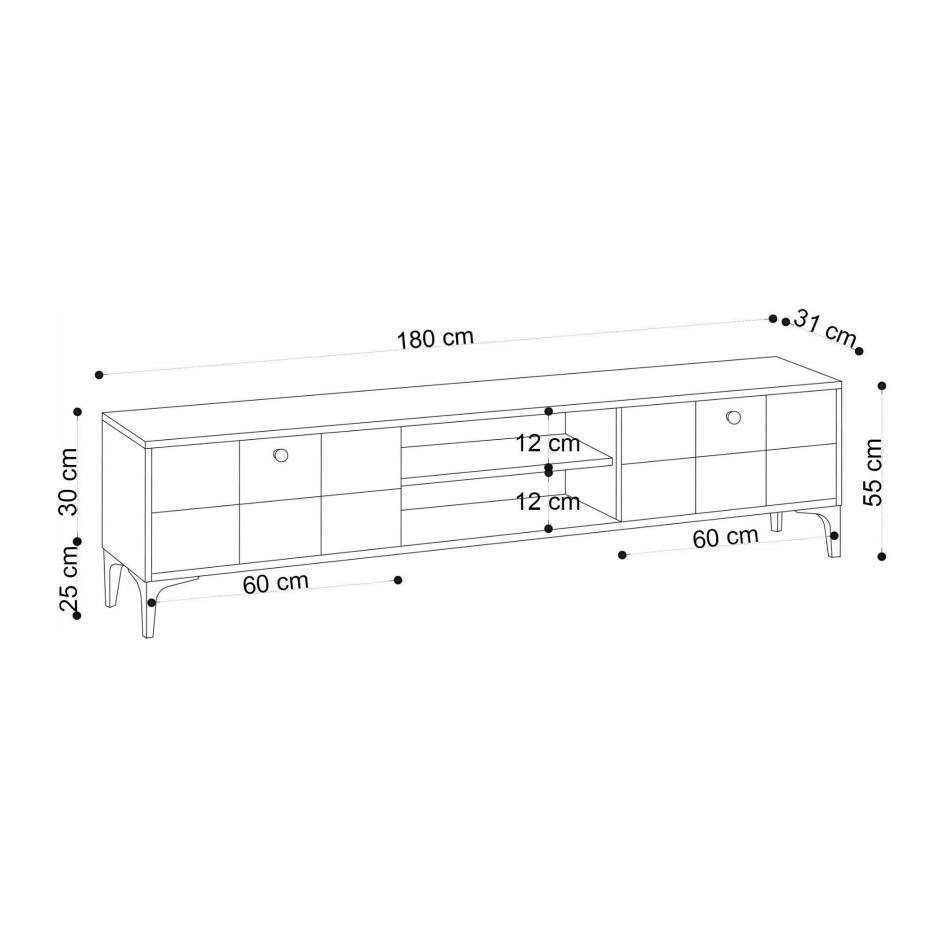 OFERTA - Mueble de tv Kailua Y127, Roble, 180x55x31cm