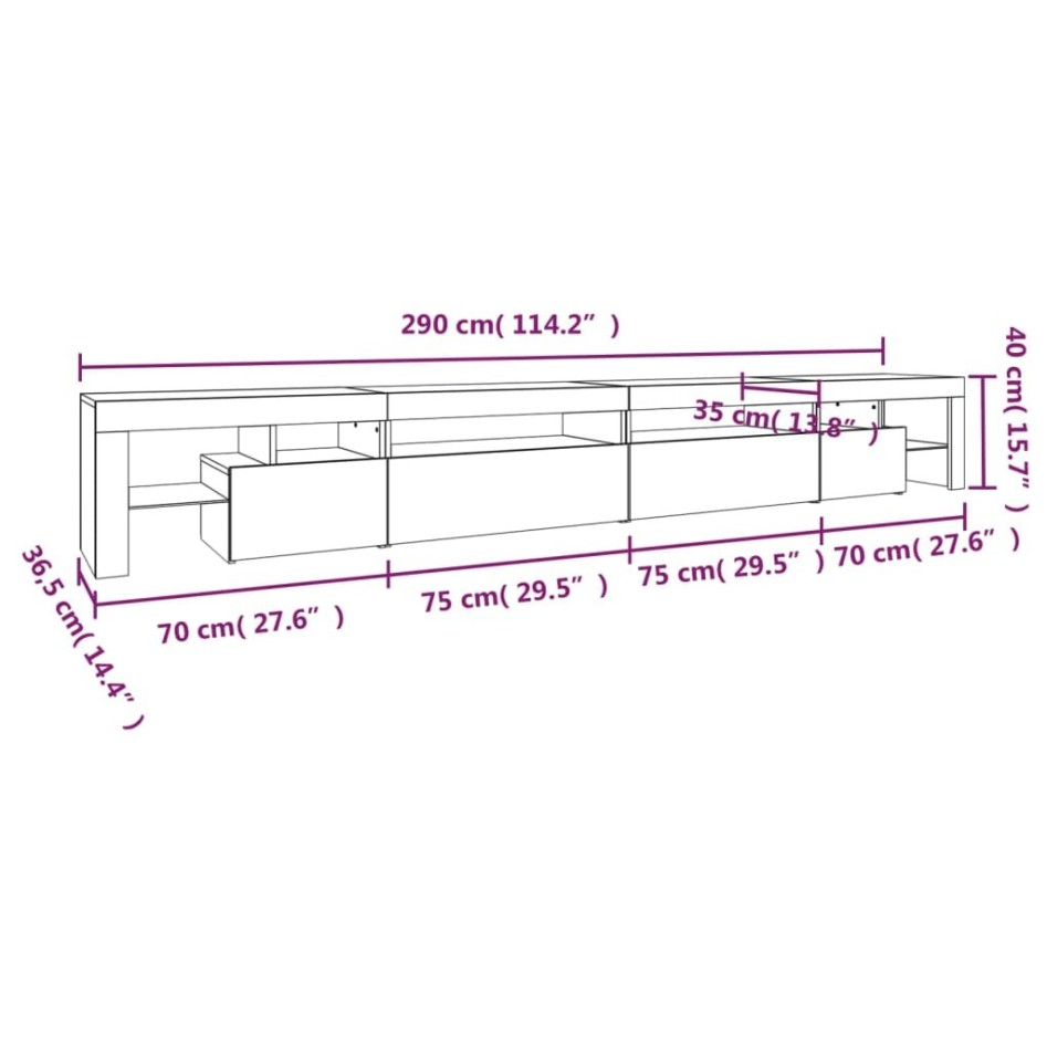 Mueble de TV con luces LED blanco 195x35x40