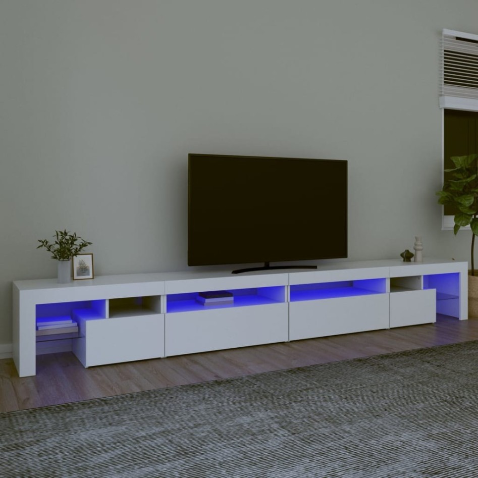 Mueble de TV con luces LED blanco 195x35x40