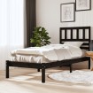 Estructura de cama madera maciza de pino negra 100x200 cm