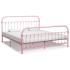 Estructura de cama de metal rosa 180x200