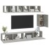 Set de muebles de TV 6 pzas madera contrachapada gris