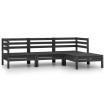 Conjunto de muebles de jardín 4 piezas madera maciza pino negro