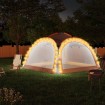 Carpa de fiesta LED 4 paredes gris y naranja 3,6x3,6x2,3 m