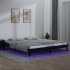 Estructura de cama doble con LED madera maciza negra 120x190