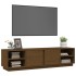 Mueble de TV madera maciza de pino marrón miel 156x40x40