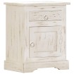 Mesita de noche de madera maciza de mango blanca 40x30x50 cm