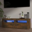 Mueble de TV con luces LED roble ahumado 120x35x40 cm