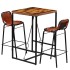 Set muebles bar 3 piezas madera maciza reciclada y cuero