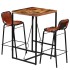 Set muebles bar 3 piezas madera maciza reciclada y cuero