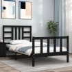 Estructura de cama con cabecero madera maciza negro 90x190 cm